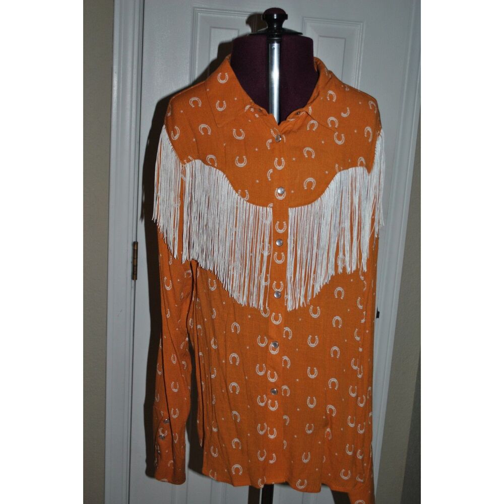 Women's Idyllwind by Miranda Lambert "Lucky" Western Fringed Snap top size Large